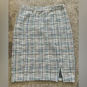 L Kate Kasin Pencil Skirt Blue Tweed